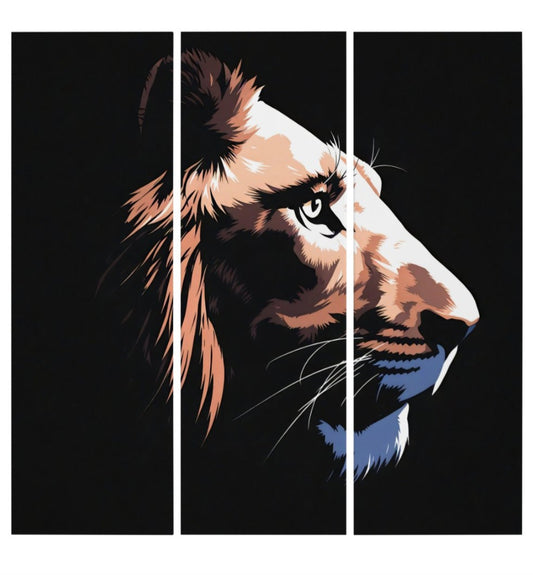 Lion on Black |AcryliPrint®HD | (3) 91.4 cm x 30.5 Triptych
