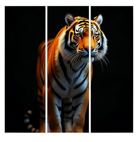 Tiger on Black Full-Size HD| 30x80cm  Tryptich Limited Edition