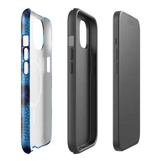 Blue Leopard Knit iPhone Case MagSafe® – Shockproof Cozy Animal Print Cover for iPhone 14 15 16